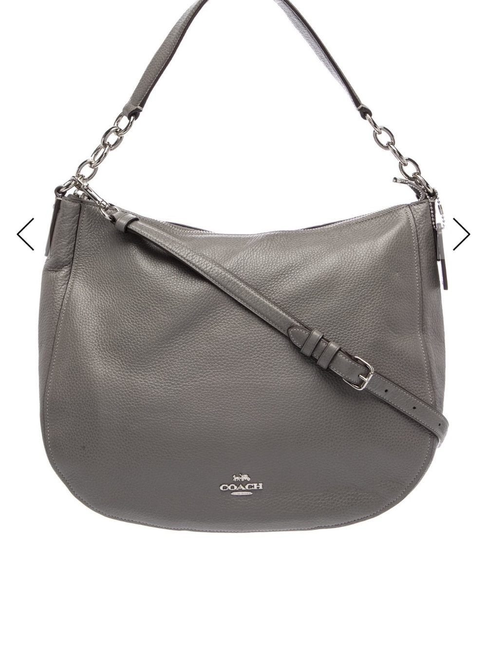 Coach Pebbled Leather Hobo Bag in Charcoal Gray